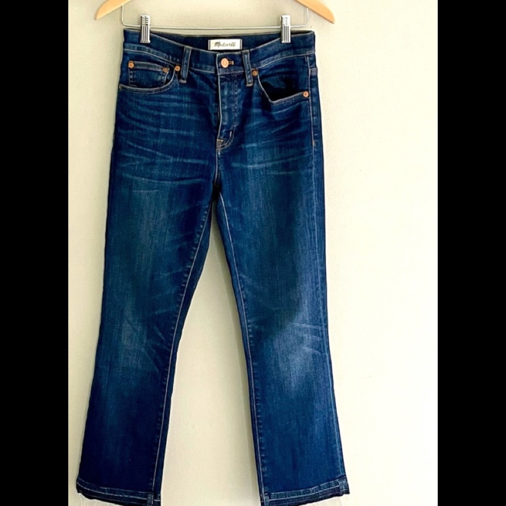 Madewell Cali Demi-Boot Dark Wash Raw Hem Jeans Size 26